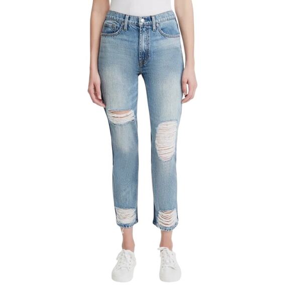 7 for All Mankind Jeans 50/50 Ripped High Waist Ankle Straight Leg size 28 - Picture 1 of 7